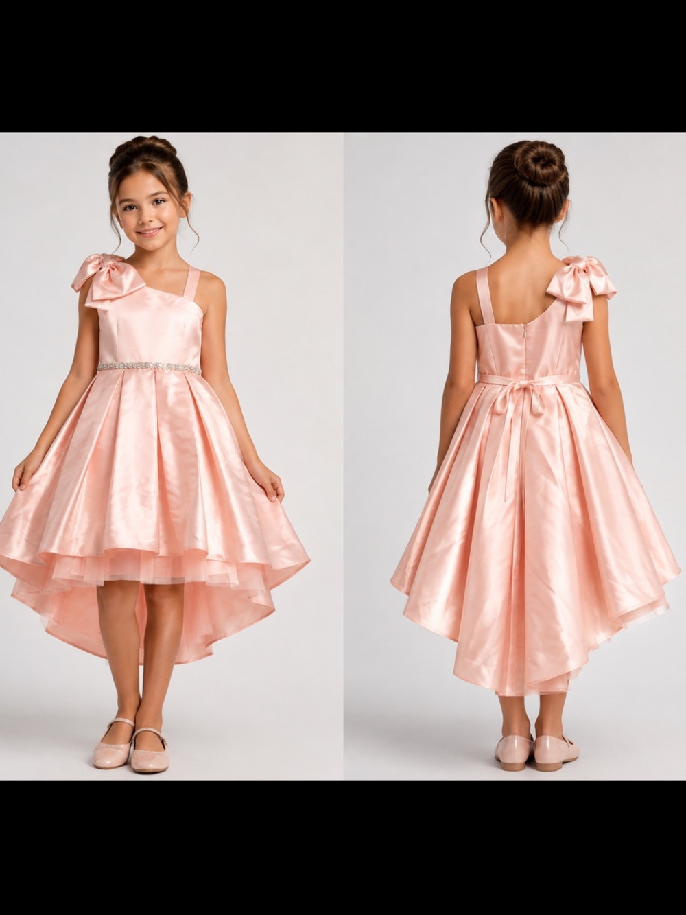 Rare Editions Girls Blush Pink Satin High-Low Party Dress Size 10 NWT